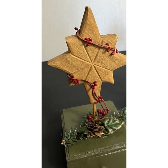 Vintage Set Of 2 Christmas Stocking Holders Farmhouse Cottagecore Wood Handmade - Picture 2 of 5